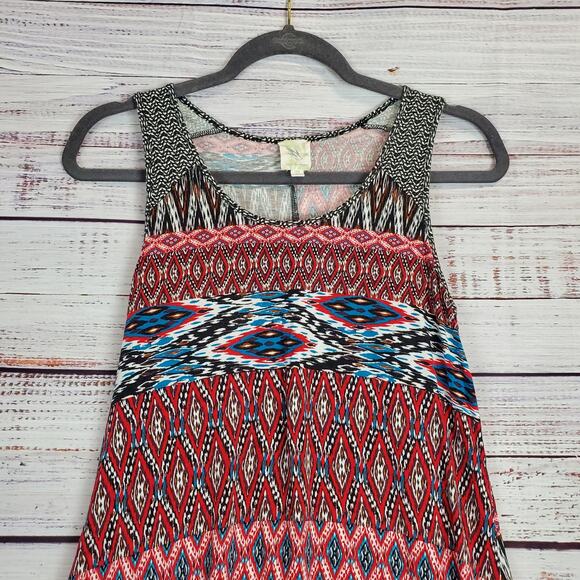 Anthropologie Weston Wear Bird Tank Mini Dress Bohemian Swing Hi Lo Hem Size S - Picture 4 of 9